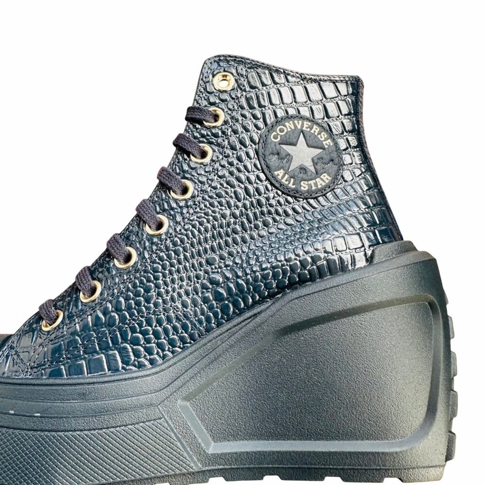 ✨Chuck 70 De Luxe Wedge Platform Croc-embossed leather Womens Shoes 9.5 A10037C - Picture 6 of 8